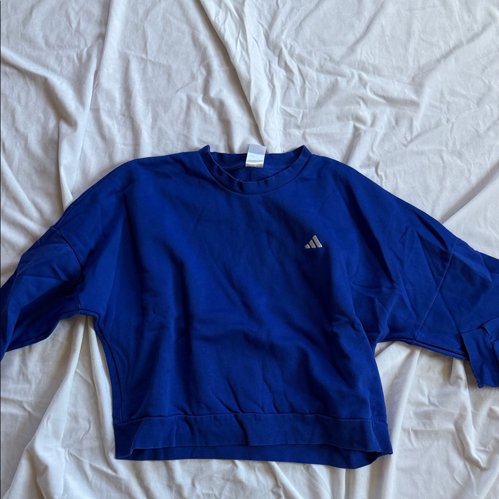 adidas Blue Cropped Crewneck Sweatshirt